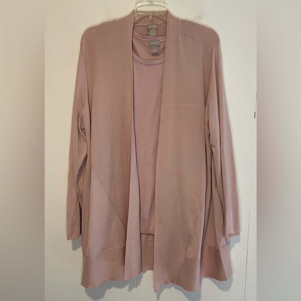 Chicos Cardigan Sweater with Sleeveless Camisole Rose Pink H23
